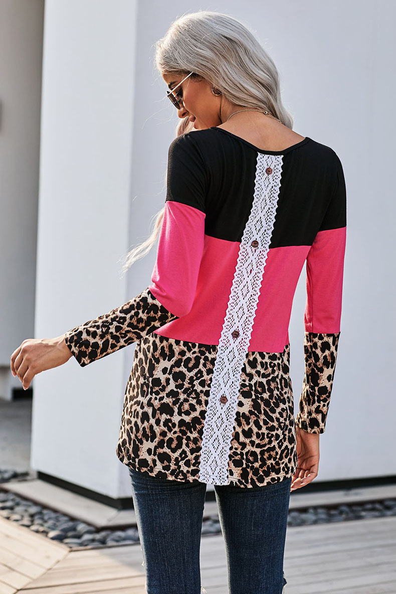 Title 9, New leopard print stitching mid-length top Amaz...