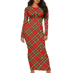 Christmas Long-sleeved Waist-cinching Printed Dress - Lyq02-Xl - View 1