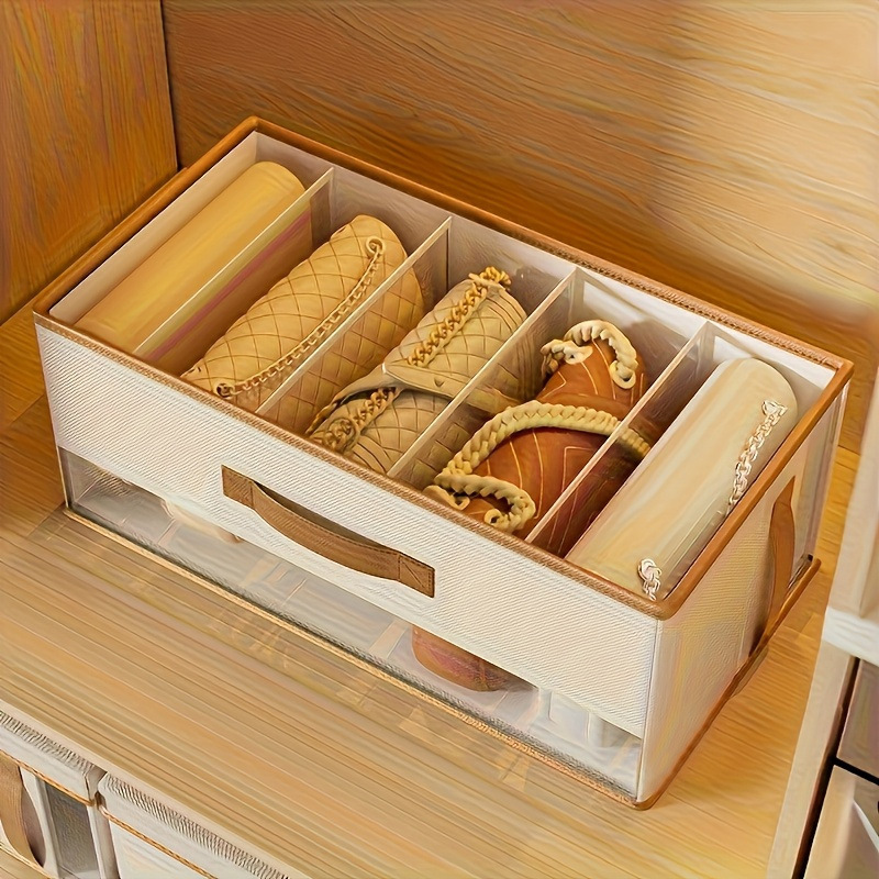 Storage Tote With PU Edging And Yellow Trim Multi-compartment Organizer For Clothes