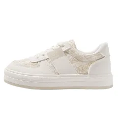 Japanese Style White Thick Bottom Leisure Sports Board Shoes - Beige - View 1