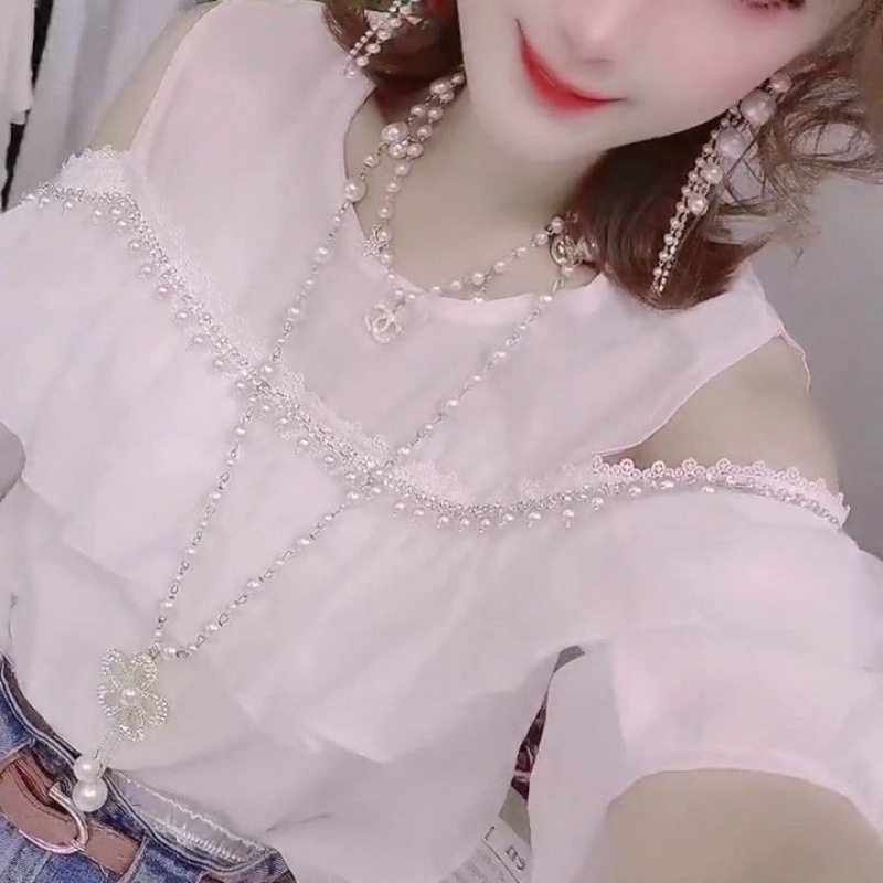 Off-the-shoulder Top Women's Western Style Small Shirt Temperament Half Sleeve