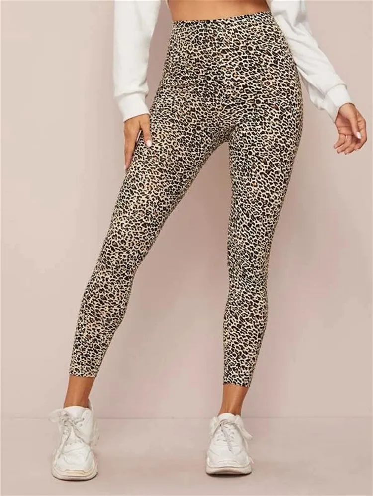 Women's Printed Stretch High Waist Belly-contracting Yoga Pants - Leopard Print