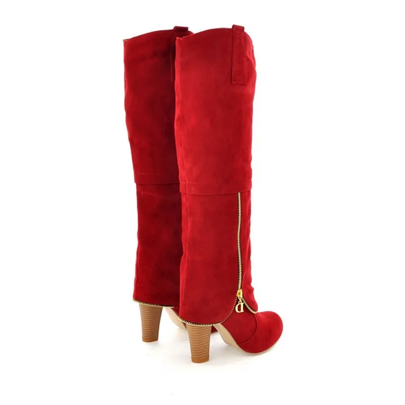 Title 13, Suede frosted womens boots with thick high hee...