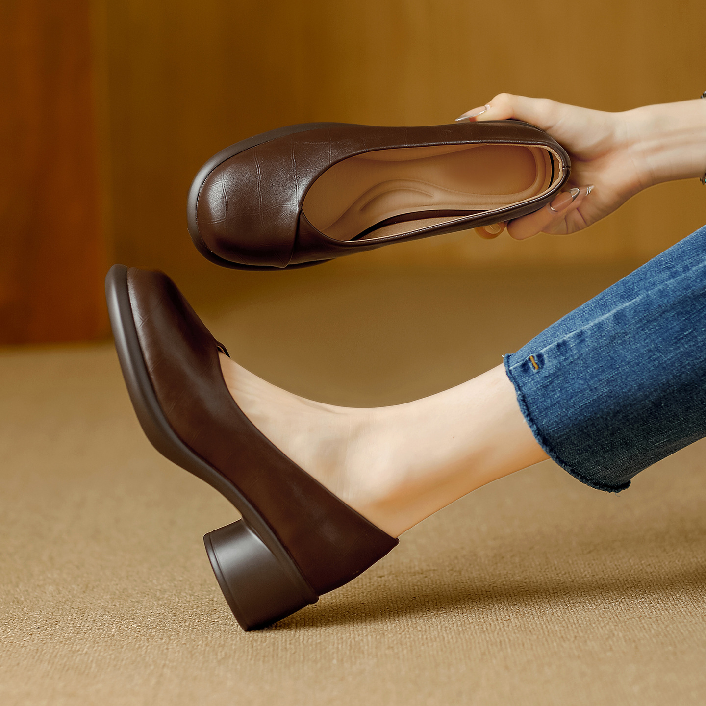 Low-cut Minimalist Comfortable Round-toe Leather Shoes With A Soft Sole