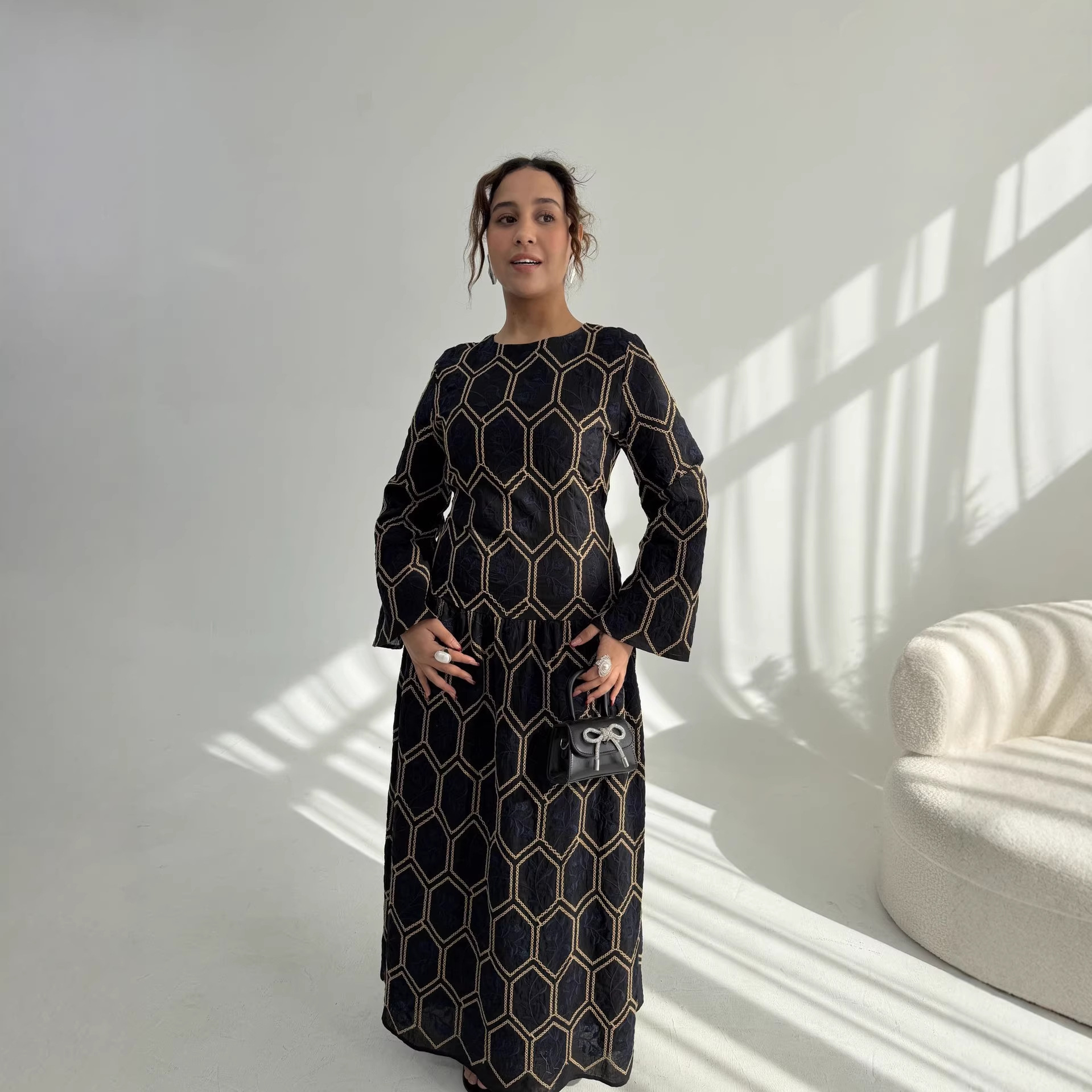 Middle Eastern 3D Embroidered Dress