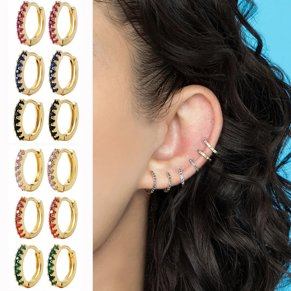 Personalized Trendy Round Colorful Zircon Earrings
