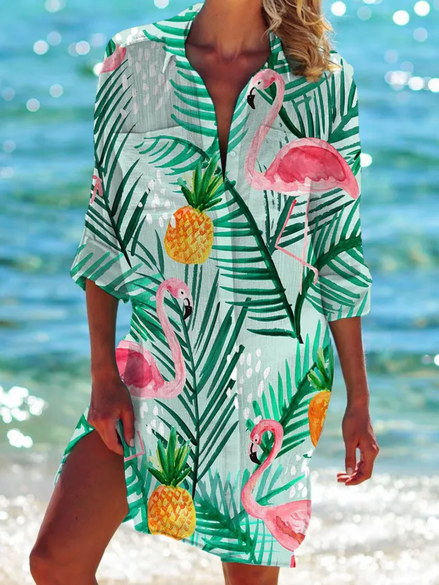 Bikini Coat Shirt Swimsuit Cardigan Women's Clothes Print Holiday Beach Shirt Style6 - Shop at LoveMi