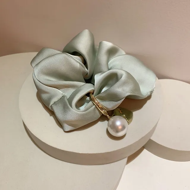 Simple Solid Color High grade Texture Elegant Low Ponytail Headdress Flower Hair Ring Green - Shop at LoveMi