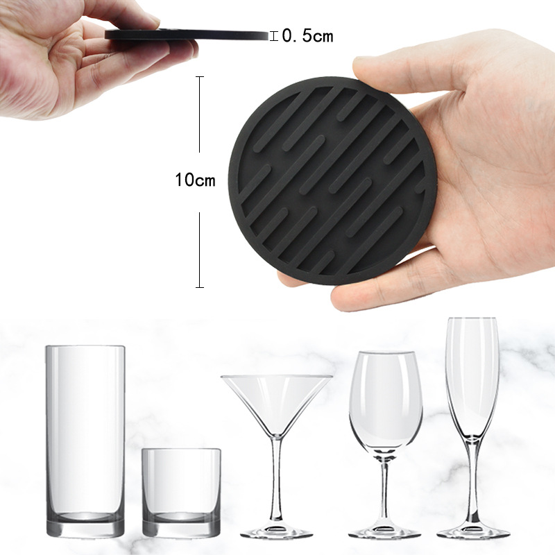Striped Round Silicone Coaster Set