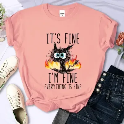 European And American D Digital Printing Casual Round Neck Short Sleeves T shirt Peach - Shop at LoveMi