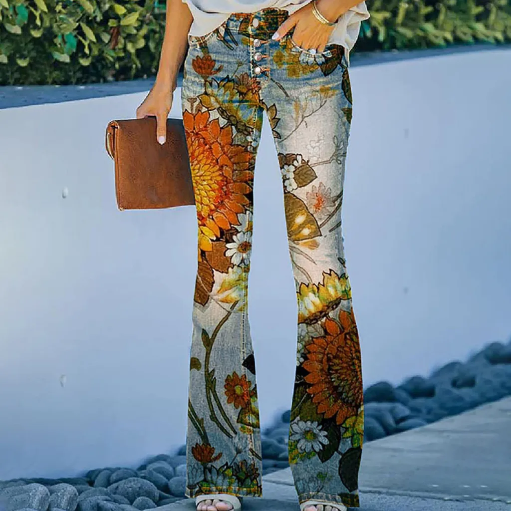 Street Hipster Women's 3D Printed Wide-leg Pants Casual Trousers - Color 01-M