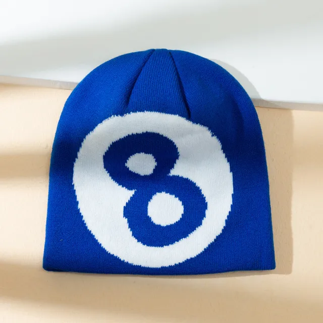 Warm All matching Simple Number 8 Slipover Woolen Cap Blue - Shop at LoveMi