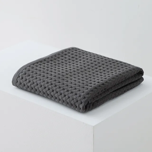 Waffle Class A Pure Cotton Bath Towel Household Dark Gray - Shop at LoveMi