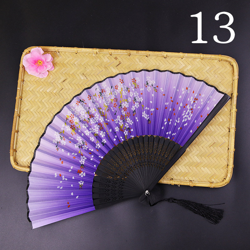 Archaic Folding Fan Summer Portable Chinese Style Dance Female Fan Bamboo Raw Silk Fan Japanese Style Fan