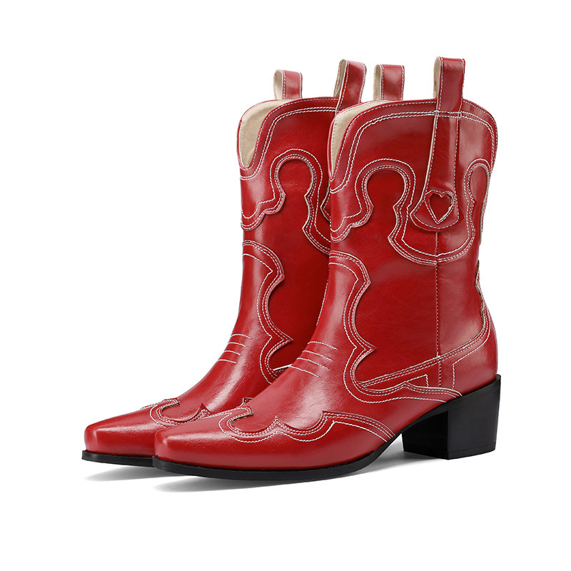 Embroidered Western Ankle Boots