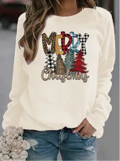 Women's Christmas Printed Crew-Neck Sweater - Zh204 - View 1