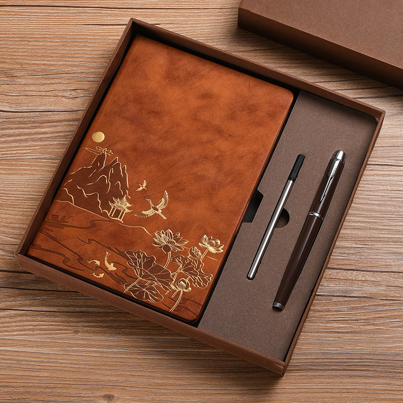 Vintage Chinese Style Business Office Stationery A5 Notebook Gift Box Set