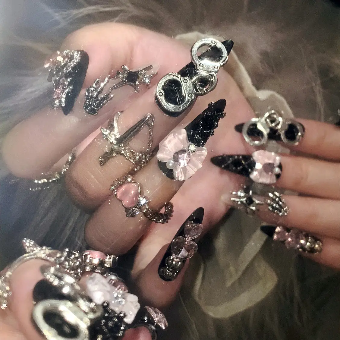 Handmade Black Nail Art Wearable Nail Stickers