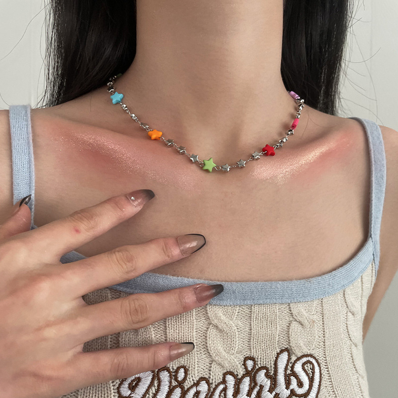 Niche Design Color Star Chain Necklace