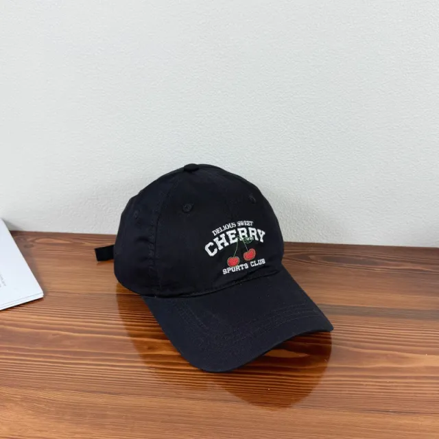 Cute Cartoon Embroidery Cherry Baseball Cap For Women Black Cherry - Shop at LoveMi