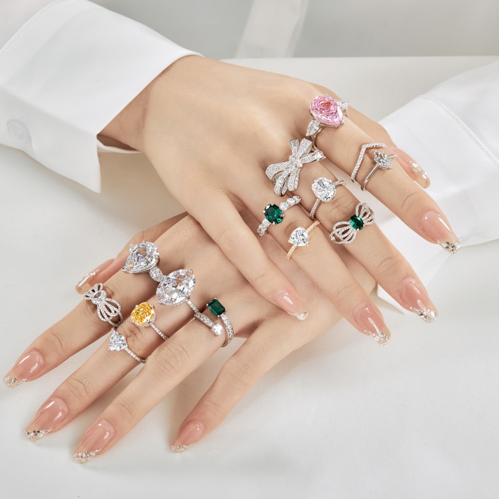 Sterling Silver Ring Niche Female Full Rhinestone Zircon