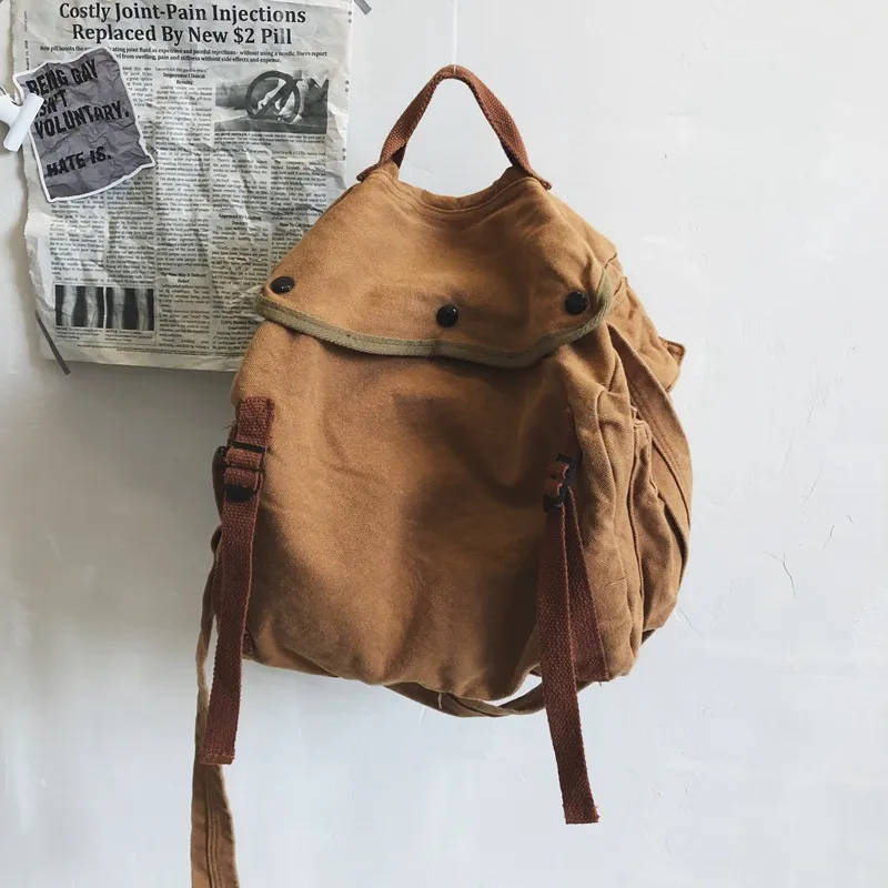 Leisure Artistic Youth Messenger Shoulder Canvas Messenger Bag - Brown