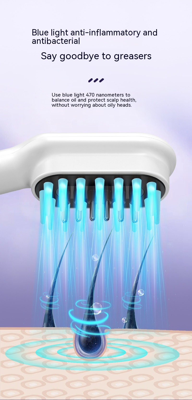 Scalp Medicine Feeder Care Massage Blue Light Red Light Hair Growth Tonic Import Comb — foto 2