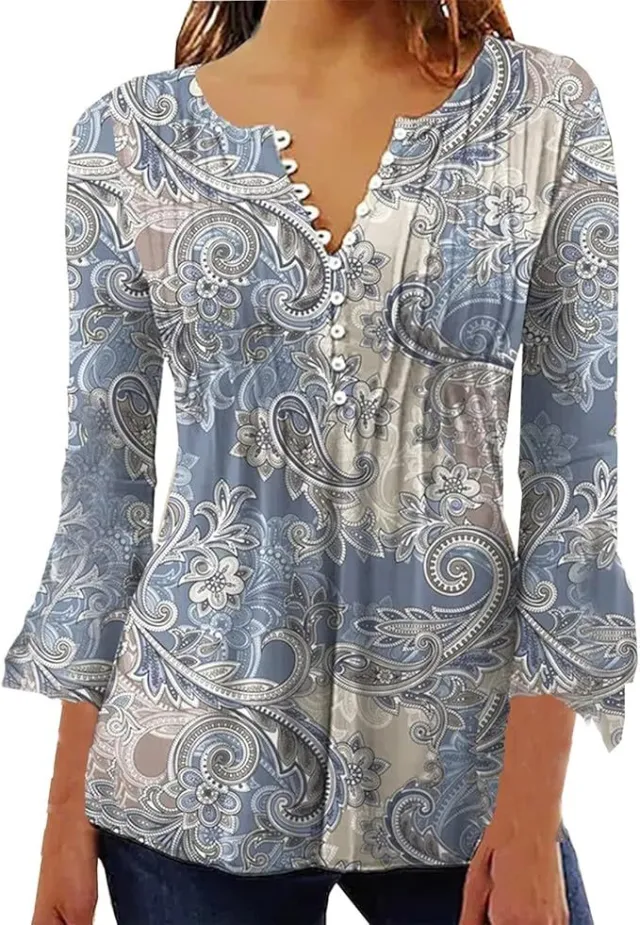 Women's Single breasted Fashion V neck Half sleeve Top Zxhd394 - Shop at LoveMi
