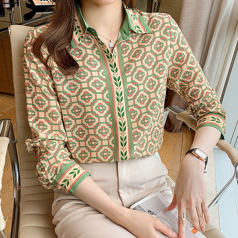 Fashion Printed Shirt Chiffon Casual Top