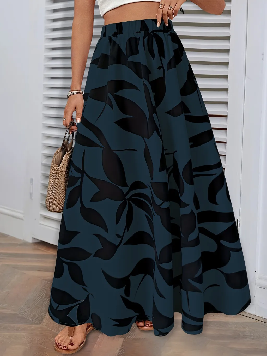 Elegant Professional-ready Draped Pleated Skirt For Women - Blue