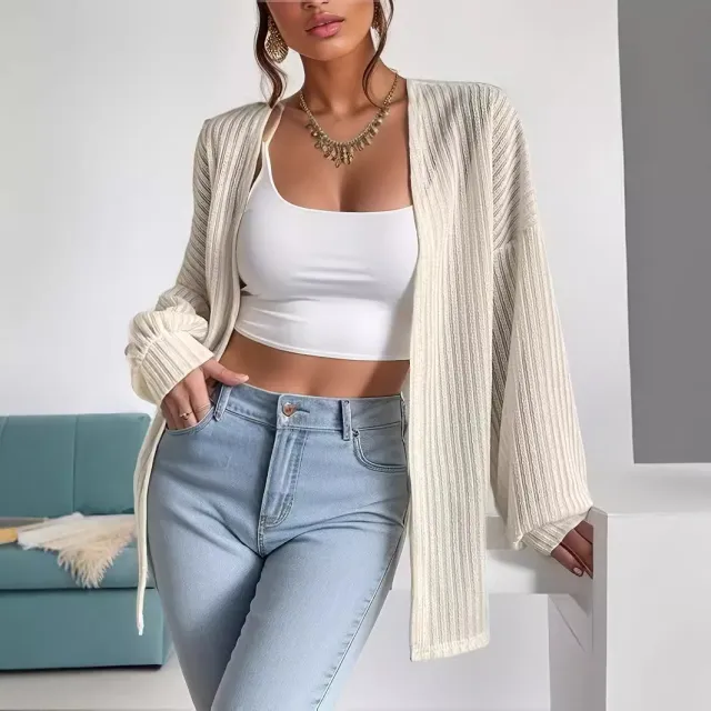 European And American Style Women Top Knitted Cardigan Autumn Beige - Shop at LoveMi