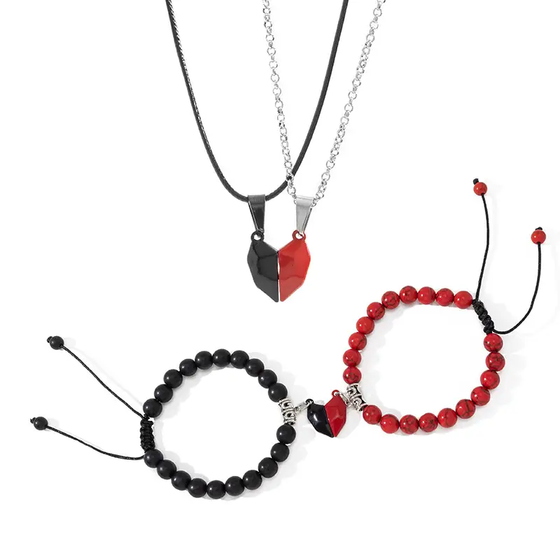 Women's Fashion Love Magnetic Bracelet Necklace Ornament Set
