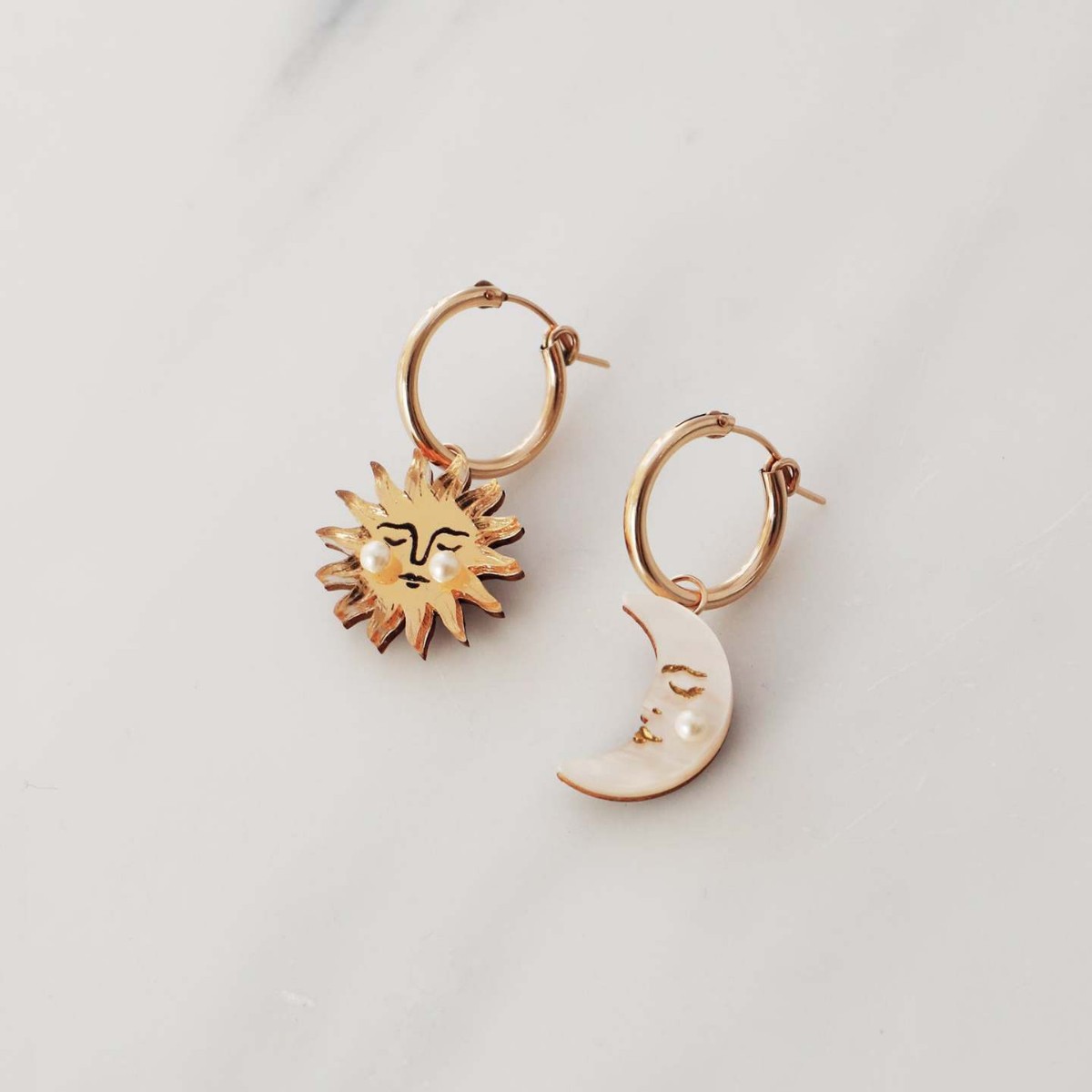 Sun Moon Studs Niche Stainless Steel Earring