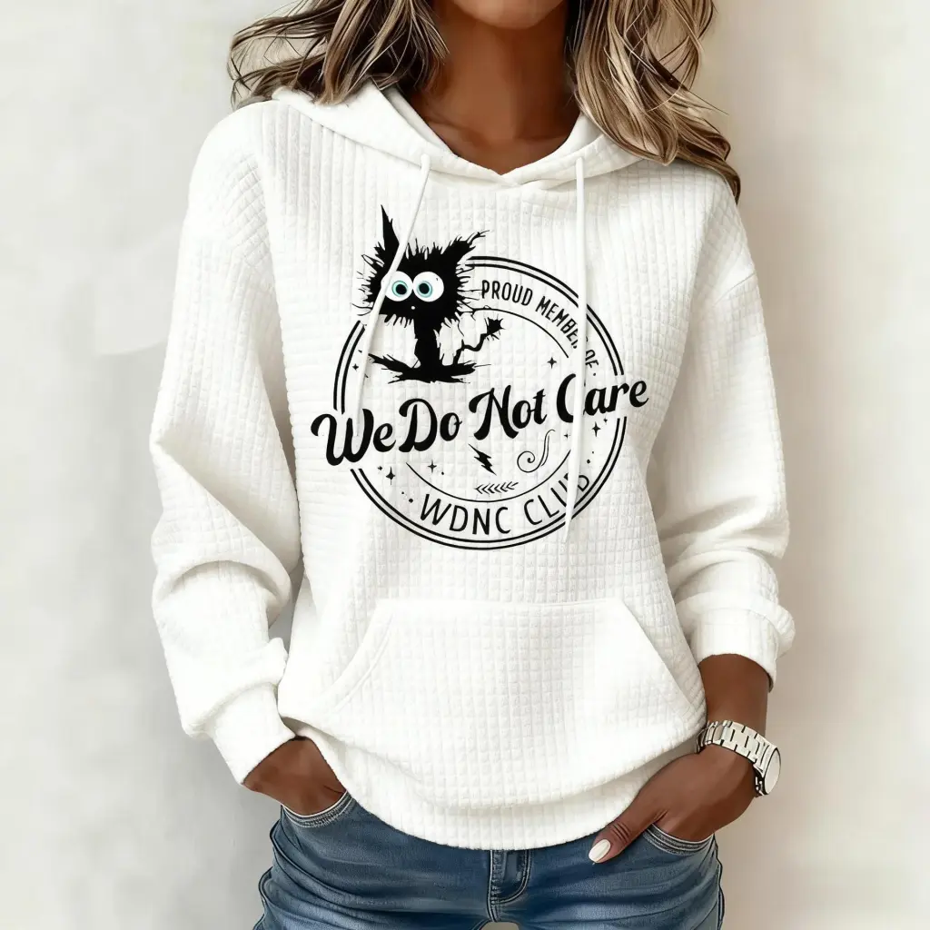 Womens Relaxed Minimalist Versatile Casual Hoodie - White