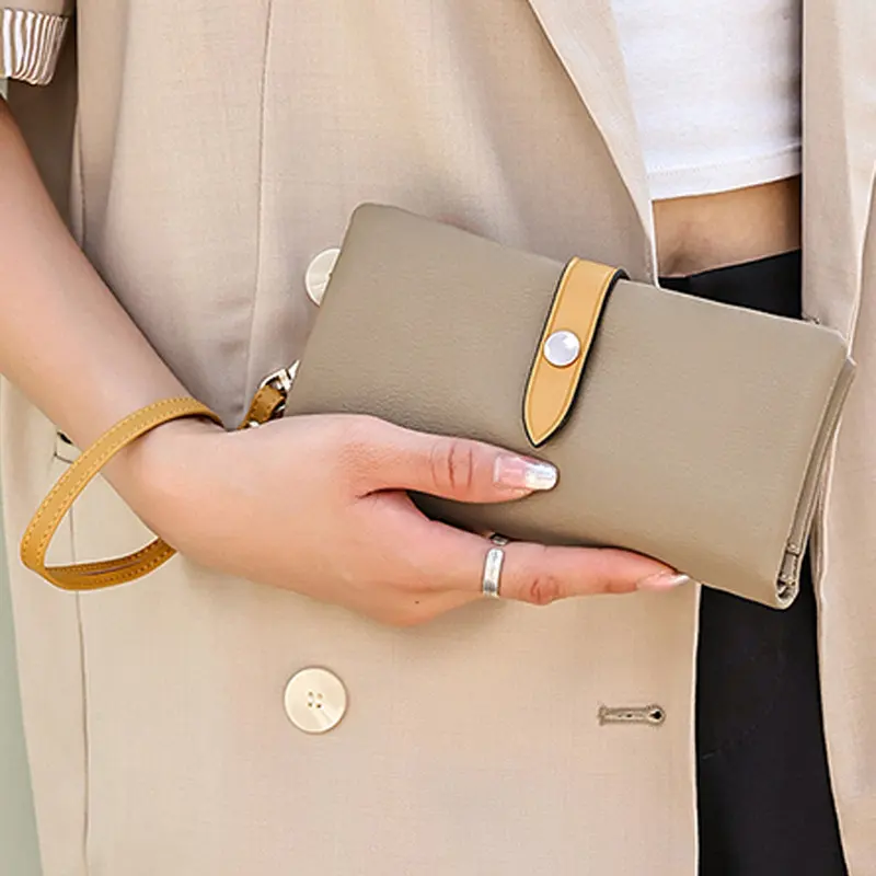 Women's Wallet Contrast Color Hasp Long Zipper Multi-functional Simple