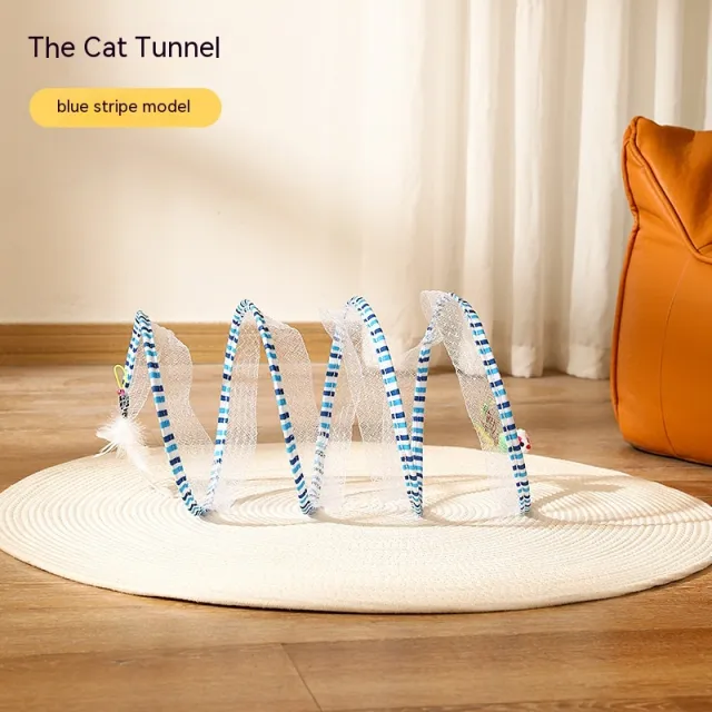 Folded Cat Tunnel S Type Cats Tunnel Spring Toy Mouse Tunnel Cat Outdoor Cat Toys For Kitten Interactive Cat Supplies Stripes - Shop at LoveMi