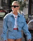 Blue Denim Top Shorts Suit