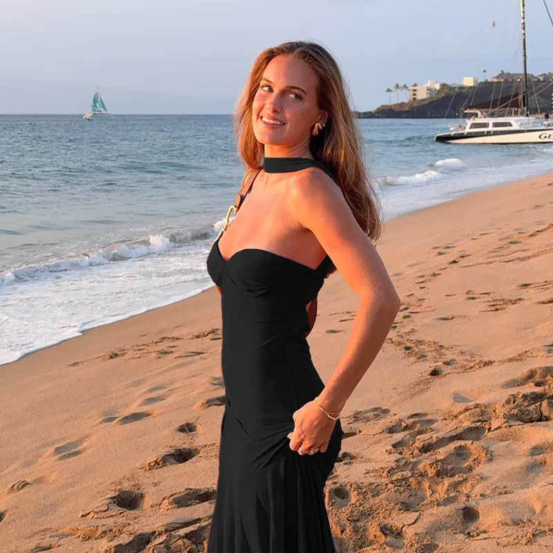 Vacation Beach Tube Top Women's Dress - Black