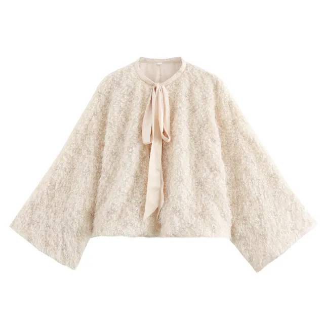 New European And American Style Women's Temperament Crew Neck Coat Apricot - Shop at LoveMi