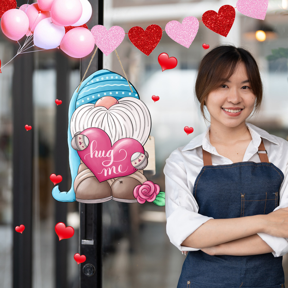Valentine's Day Cartoon Dwarf Hanging Window Door Vacation Home Decorative Plank