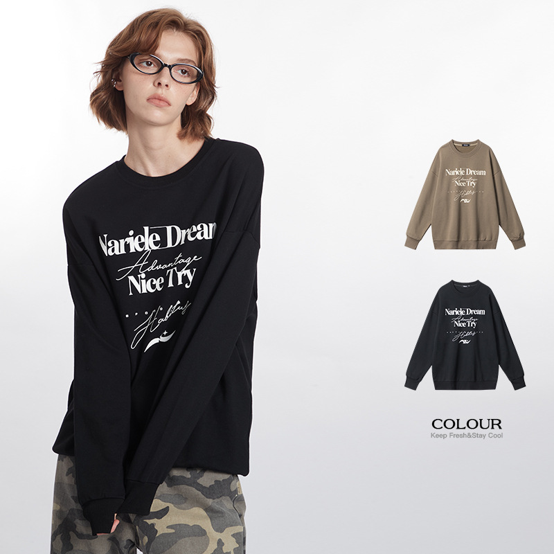 American Letter Floral Print Long Sleeve Pullover