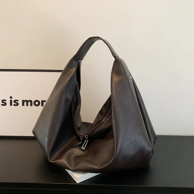 European And American Fashion Large Capacity Totes Simple Shoulder Bag Coffee - Shop at LoveMi