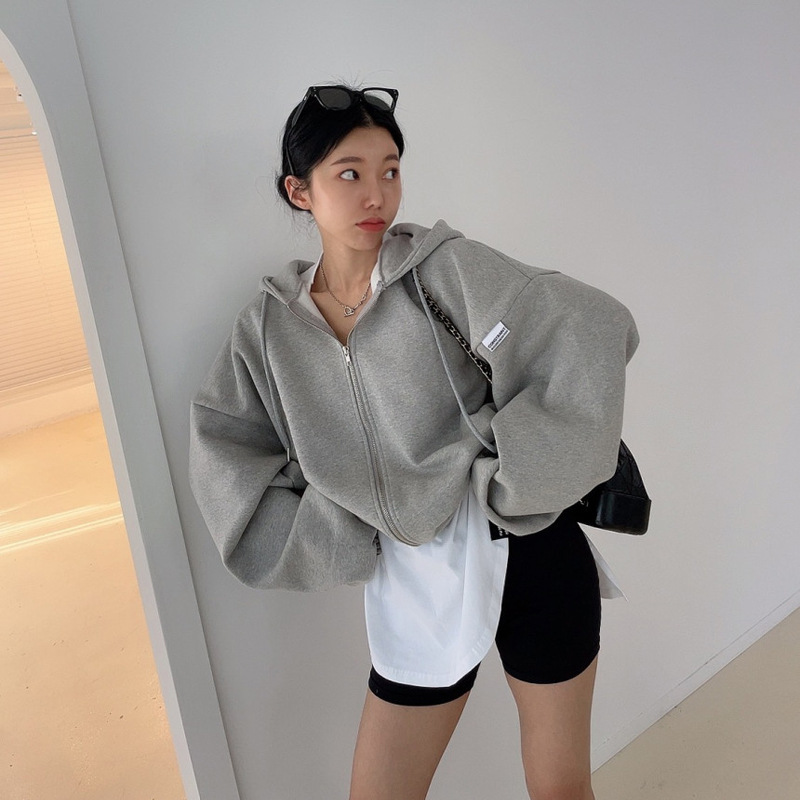 Women's Fashion Hooded Labeling Loose Sweater