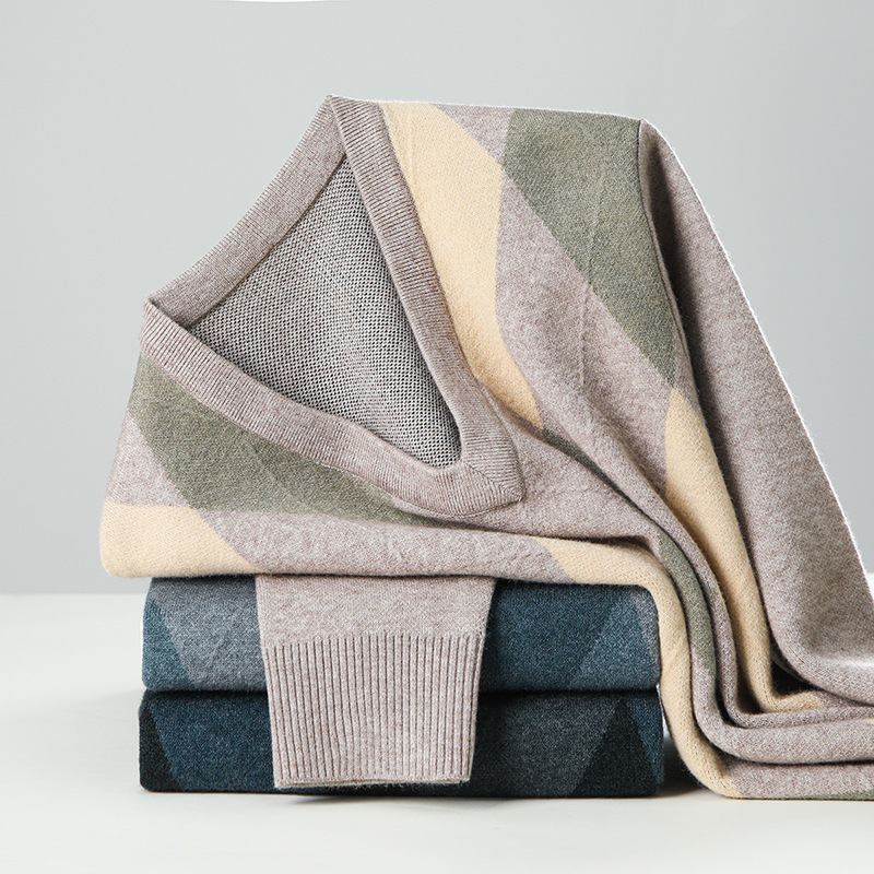 Mens Stylish Casual V-Neck Knitted Sweater