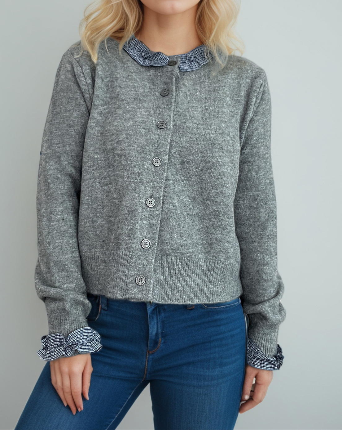 Damen-Cardigan – Tragebeispiel Dunkelblau