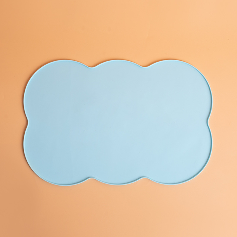Non-slip Waterproof Silicone Pet Cat And Dog Feeding Mat Blue Lace