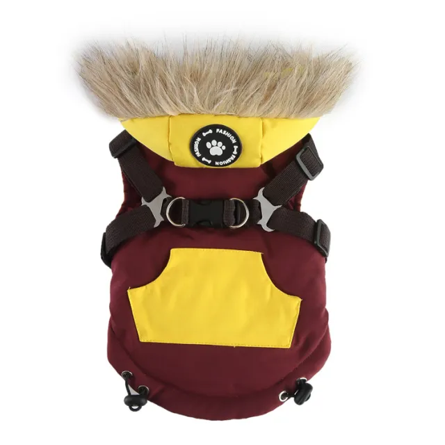 Pet Supplies Dog Breast Collar Winter Clothing Cotton Coat Chest And Back Traction Dz267 Coffee - Shop at LoveMi