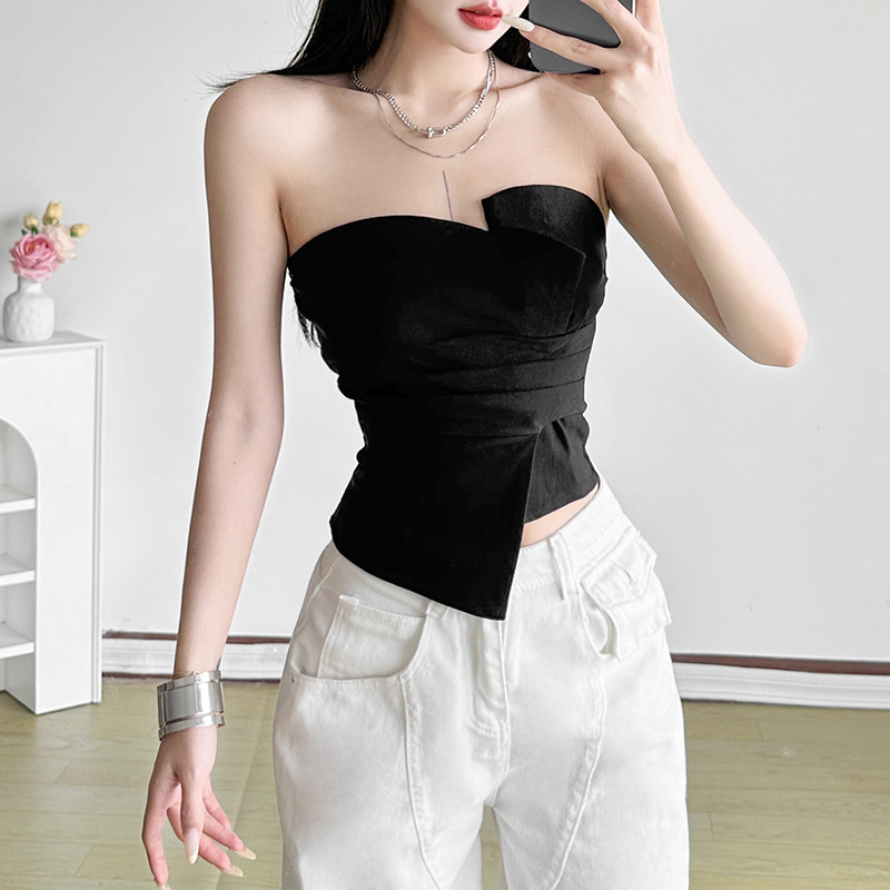 Irregular Spicy Girl Short Tube Top Blouse