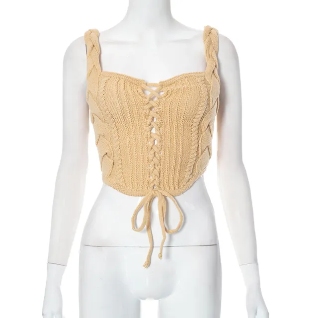 Knitted Sleeveless Fashionable All match Top Apricot - Shop at LoveMi