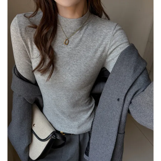 Autumn And Winter Shoulder T shirt High end Feel Can Be Worn As Outerwear Light Gray - Shop at LoveMi